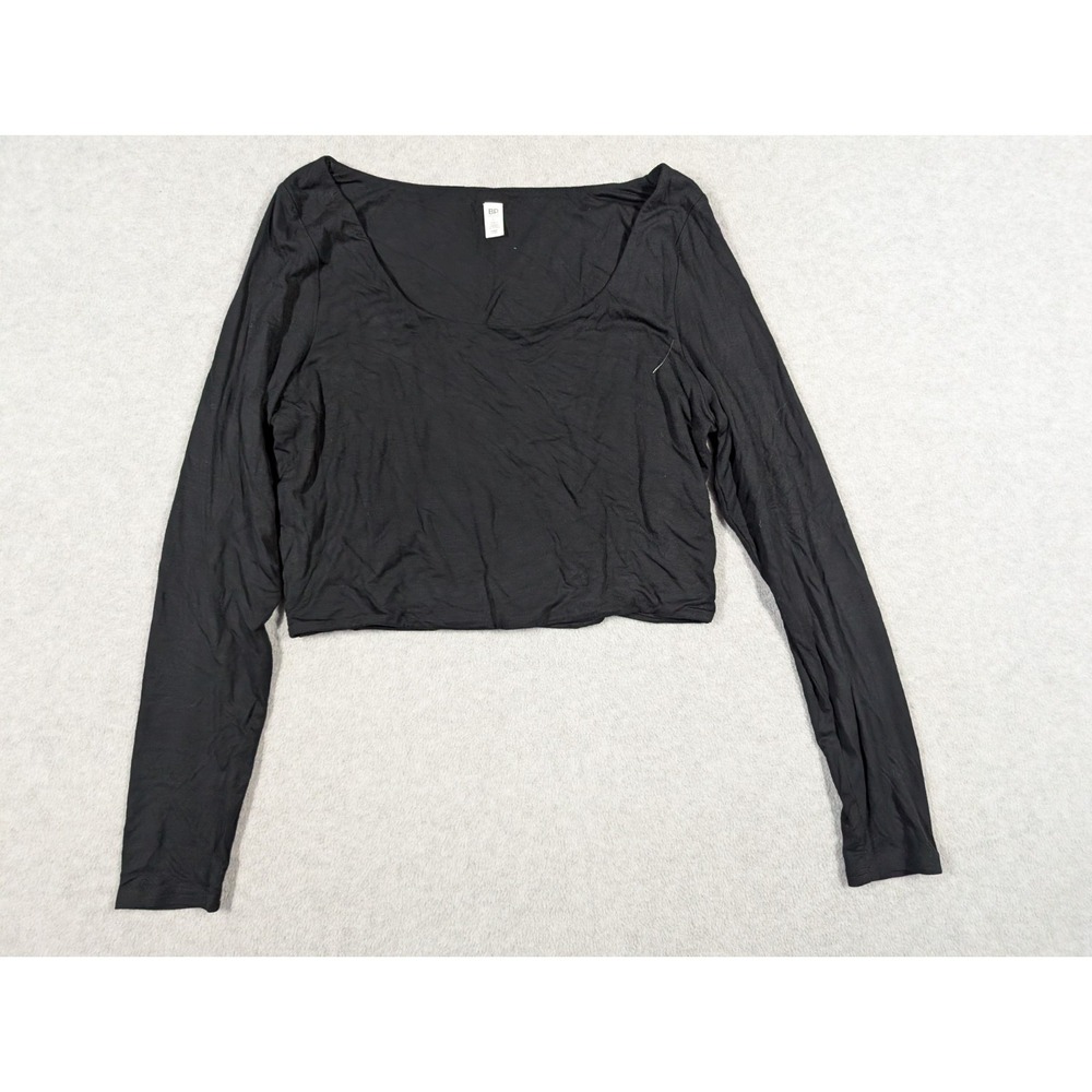 BP Women Top Large Crop Long Sleeve Stretch Knit Scoop Neck‎